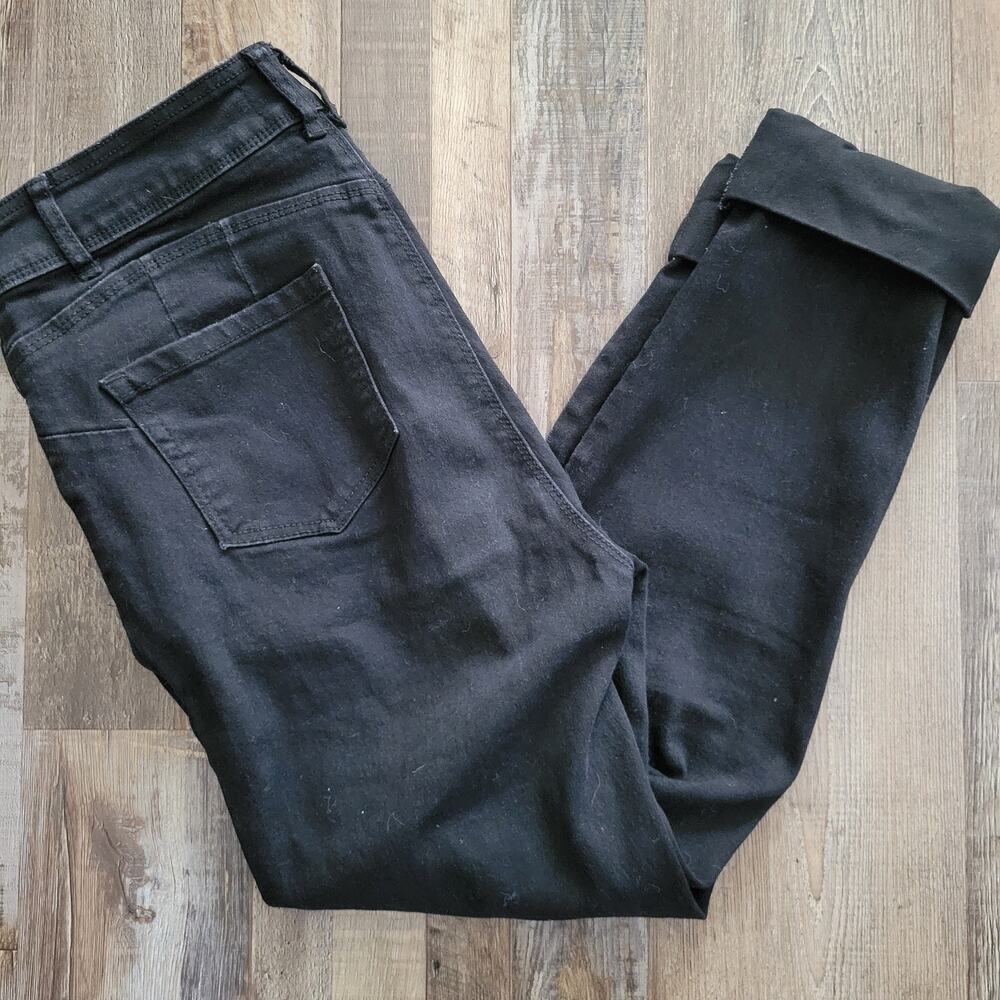 Monkey Ride Black Skinny Jeans Women’s Size 17 Cuffed Ankle Stretch Denim